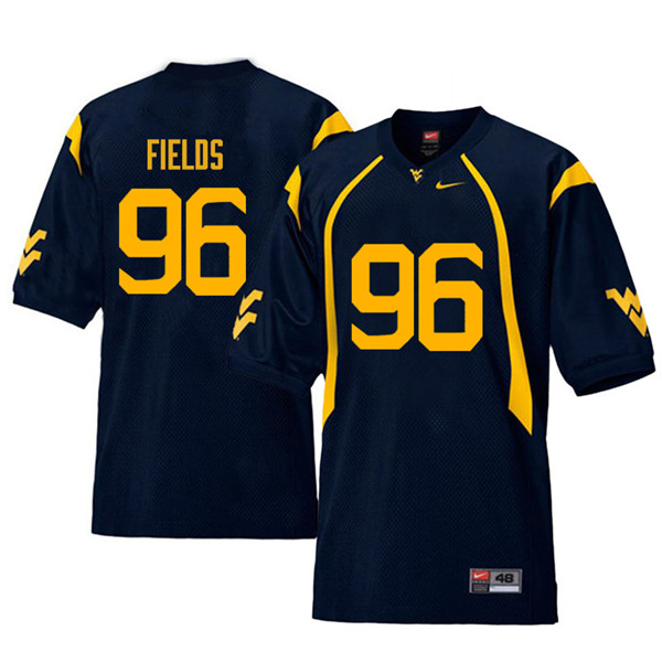 NCAA Men's Jaleel Fields West Virginia Mountaineers Navy #96 Nike Stitched Football College Retro Authentic Jersey TY23P06LX